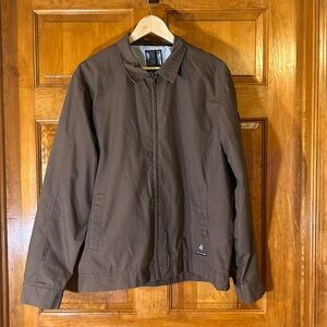 VOLCOM  Men’s Brown Fully Lined Zip Front Jacket Snap Cuffs Size Lg-EUC
